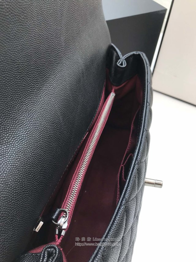 Chanel女包 A92991 小球紋手柄單肩斜挎女包 香奈兒手提中號口蓋包 顆粒壓花小牛皮 香奈爾手拎包  djc2612